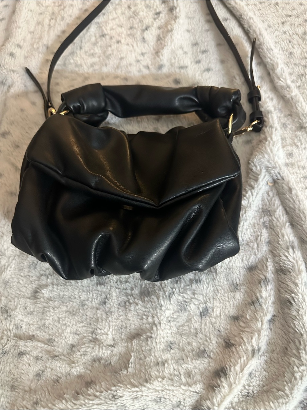 Anthropologie Black Puffed Shoulder Bag - Classic Women's Handbag